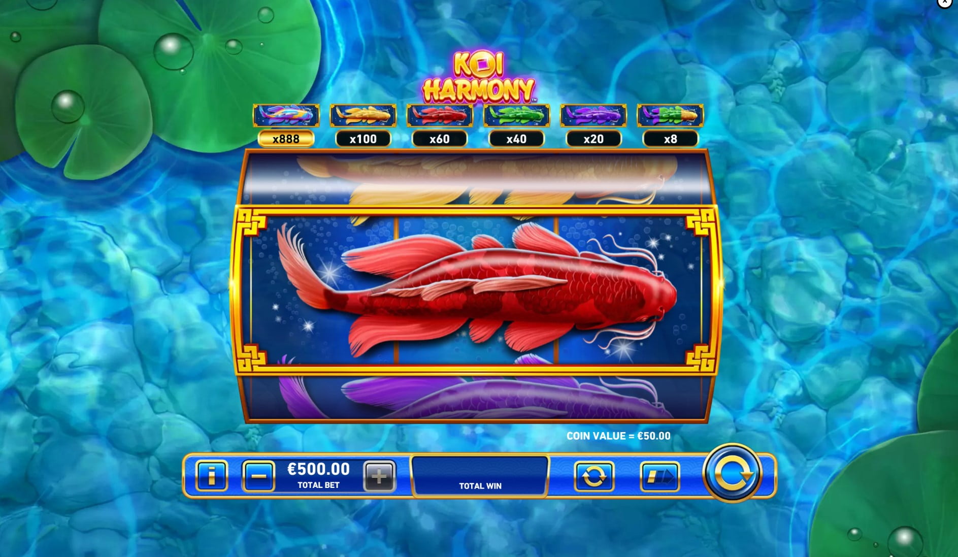 Koi Harmony Playtech slot gameplay screen