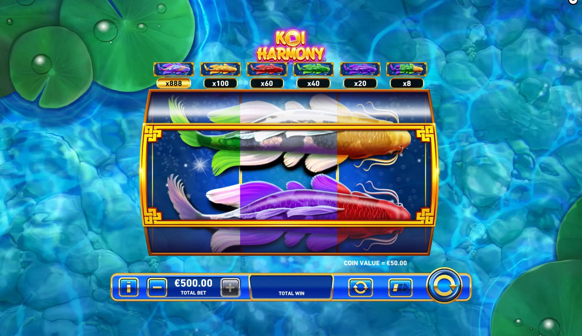 Koi Harmony Playtech slot gameplay screen