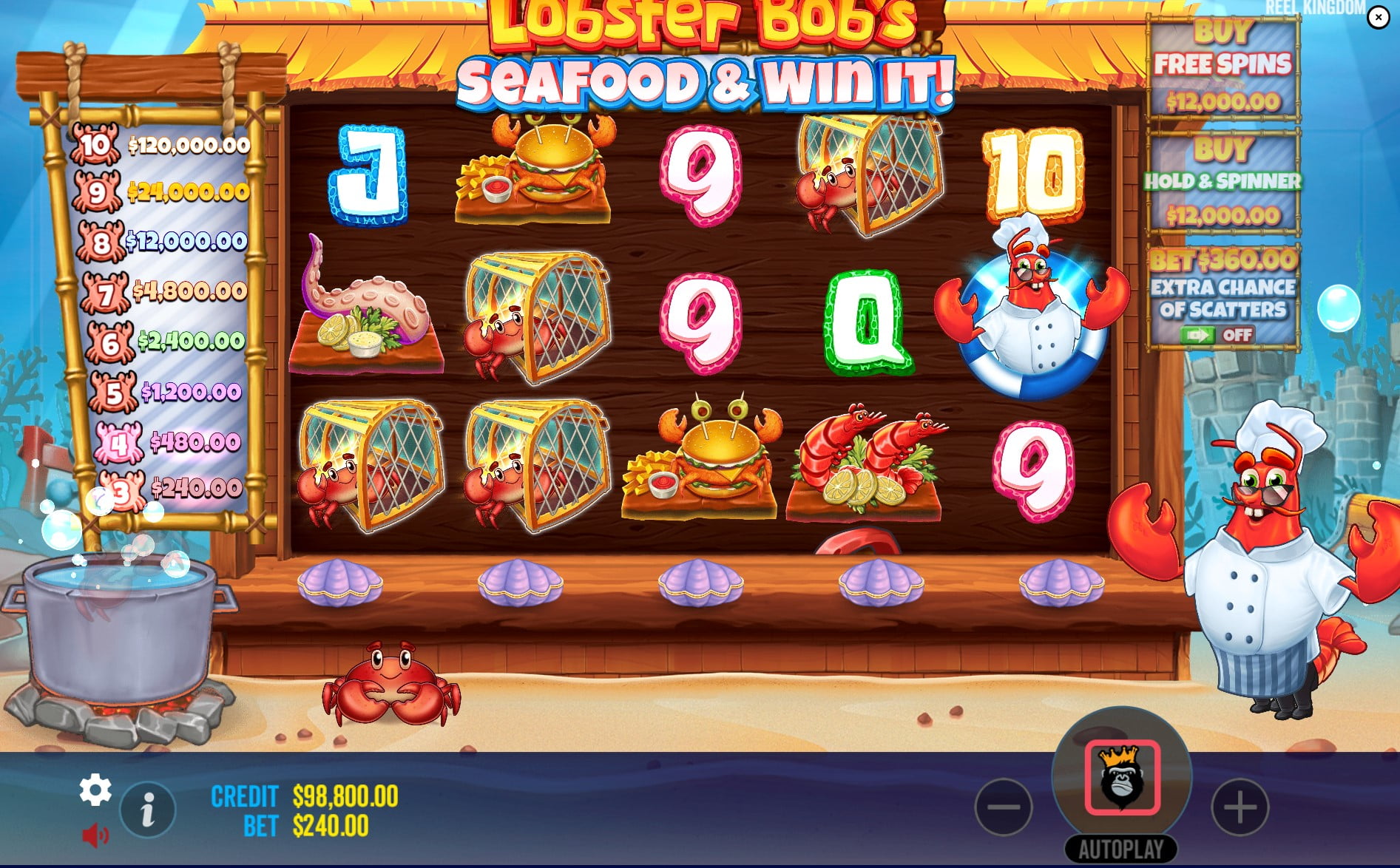 Lobster Bob's Sea Food and Win It by Pragmatic Play slot gameplay