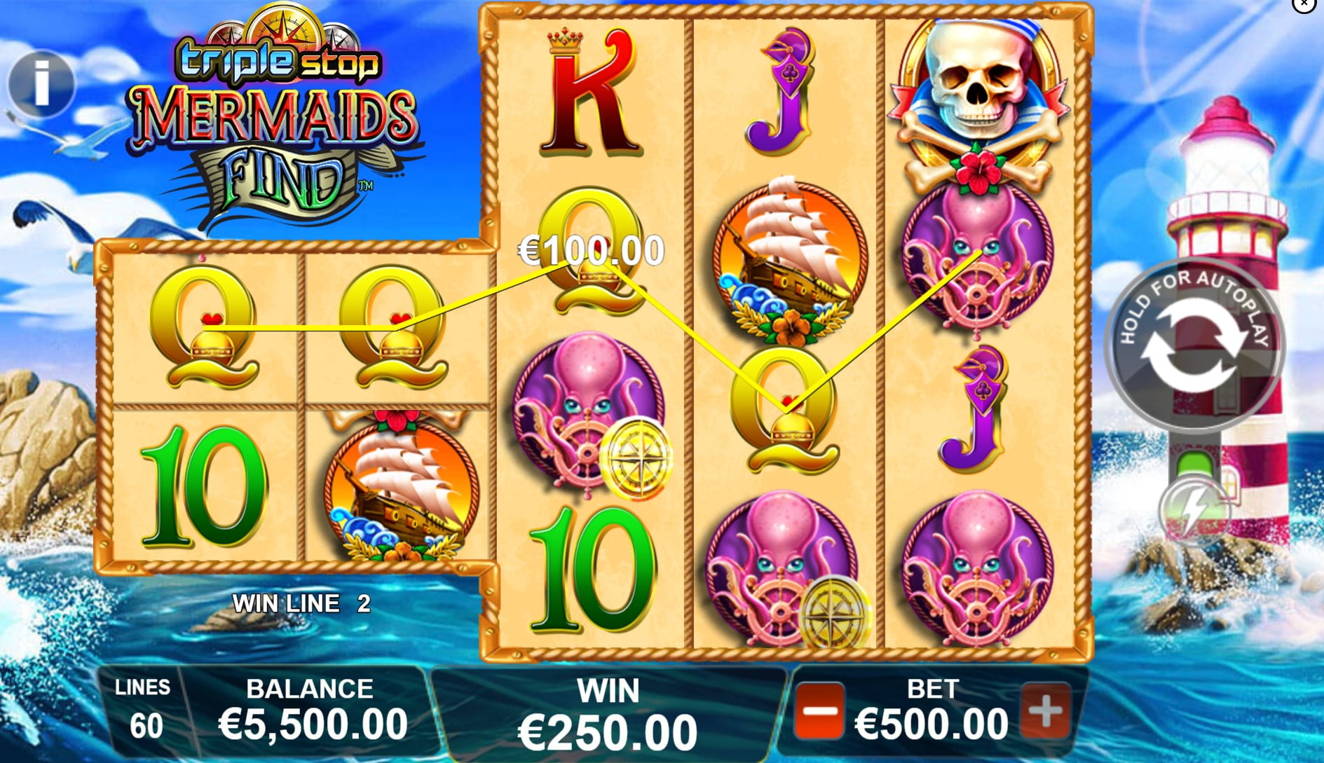 Triple Stop Mermaids Find by Playtech slot gameplay screen