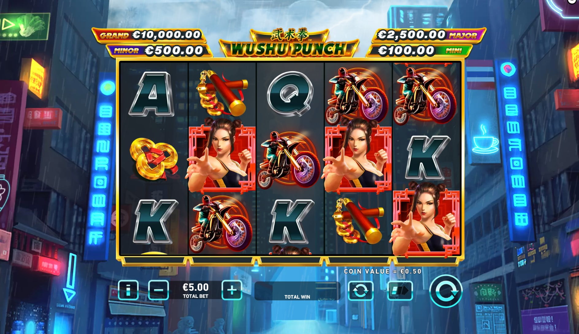 Wushu Punch by Playtech slot gameplay screen