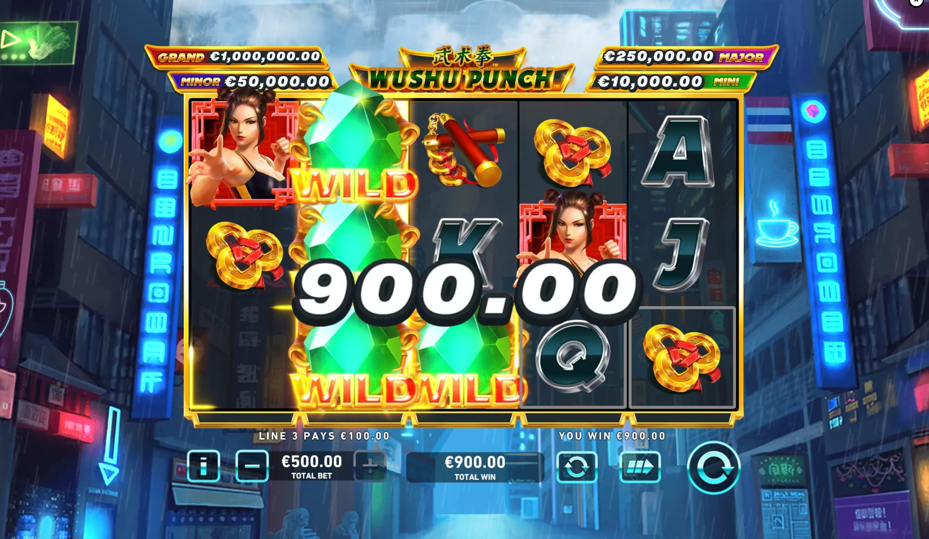 Wushu Punch by Playtech slot gameplay screen