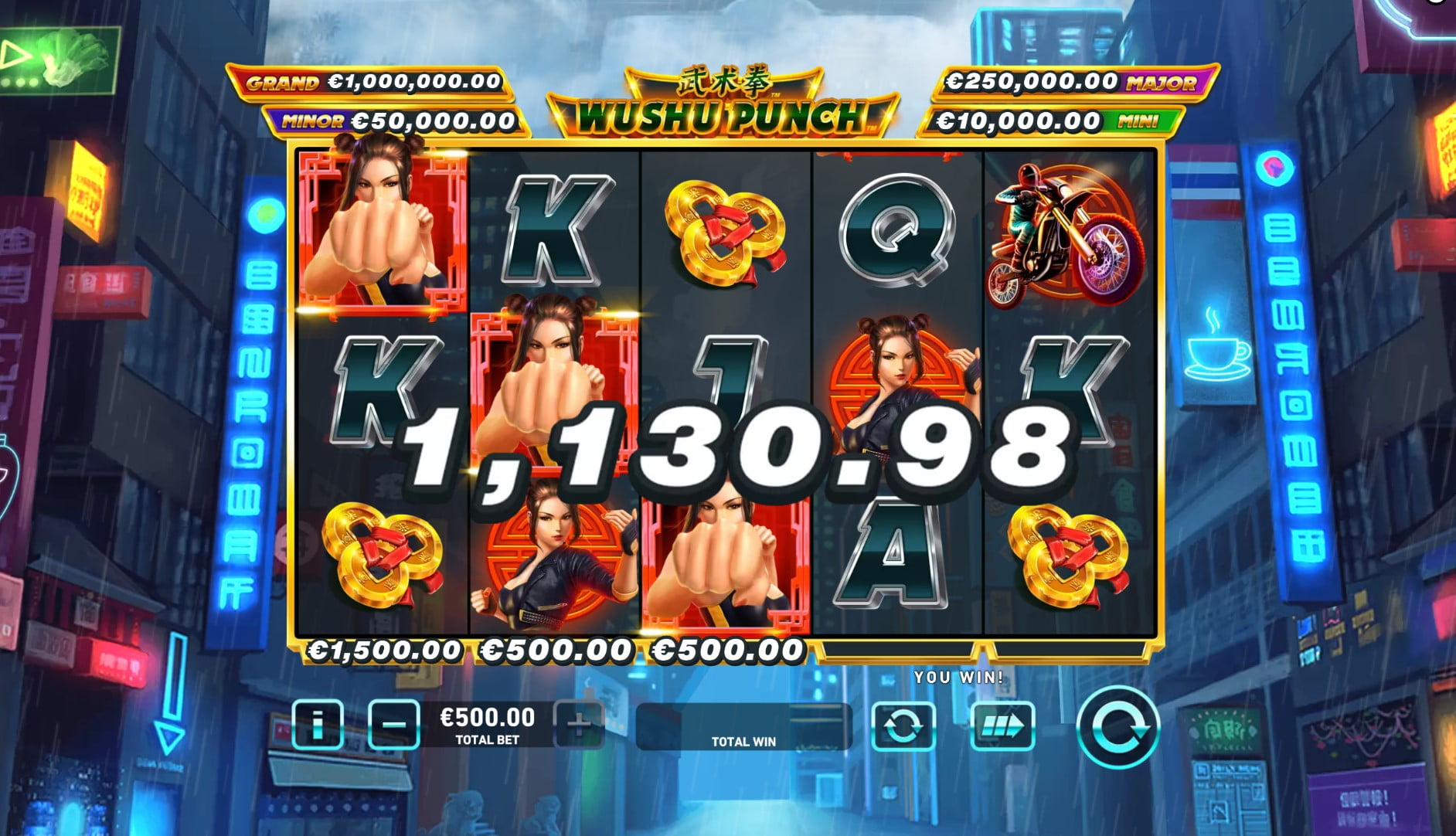 Wushu Punch by Playtech slot gameplay screen