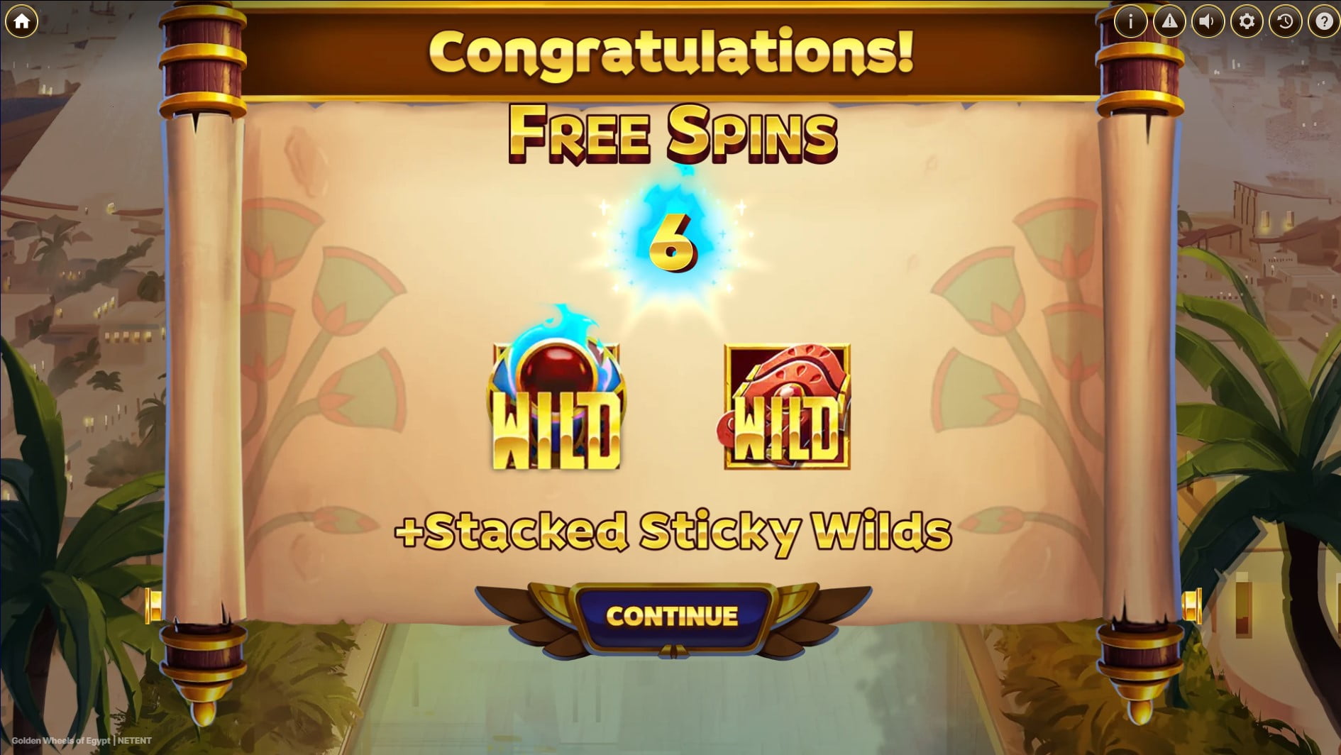 Golden Wheels of Egypt slot gameplay