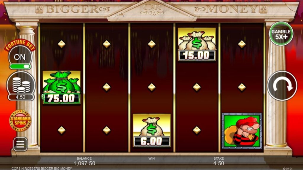 The Fortune Spins mode activated in Cops n Robbers Bigger Big Money.