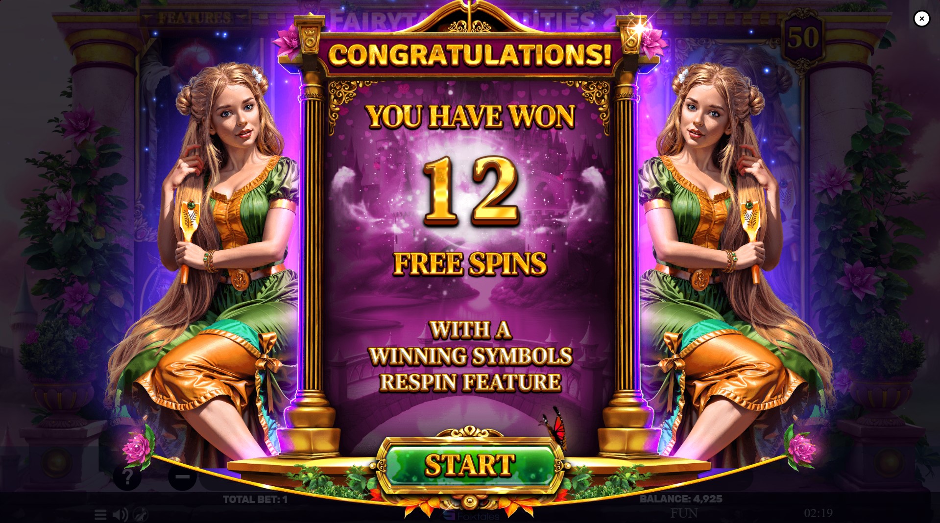 Fairytale Beauties 2 - Enchanted Hearts - won free spins