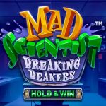 Mad Scientist Breaking Beakers slot logo