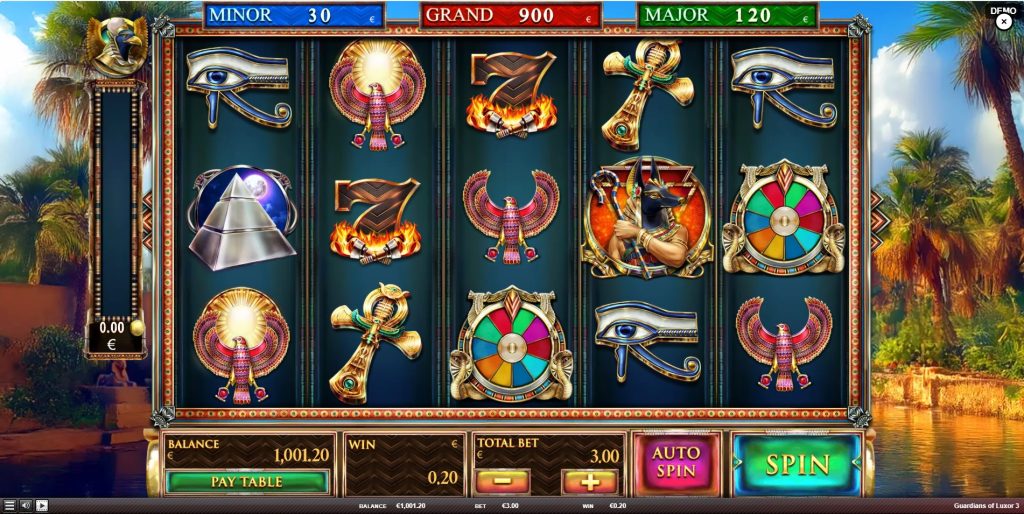 Guardians of Luxor 3 Base Game Reels in Spin	