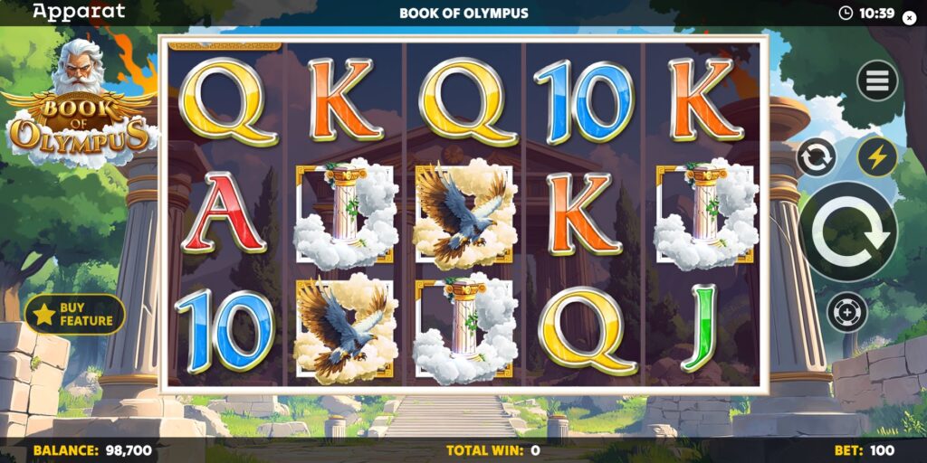 Book of Olympus Slot Game Interface - Main Screen and Controls