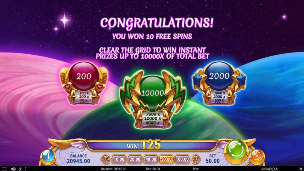 The Free Spins bonus round is triggered in Moon Princess Origins after clearing the grid.