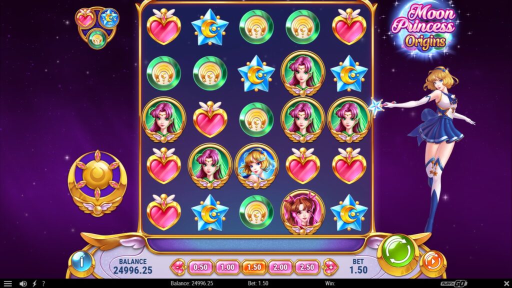 Moon Princess Origins slot game interface and title by Play'n GO