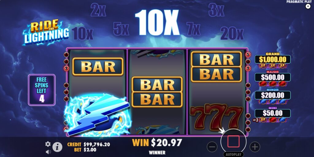 Ride the Lightning slot Free Spins with high multiplier win