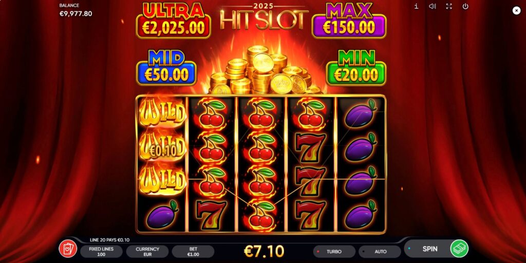 Example of Stacked Wild symbols appearing on the reels in the 2025 Hit Slot game.