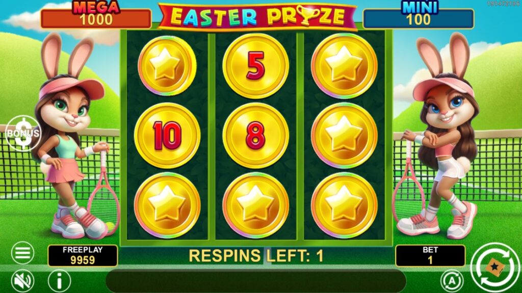 Respin Feature: Gold coins with star symbols and countdown indicator showing remaining respins