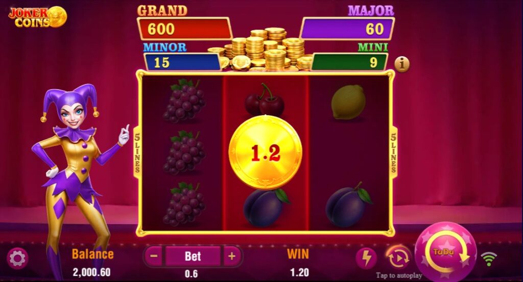 Joker Coin with 1.2x Multiplier on Middle Reel in Base Game