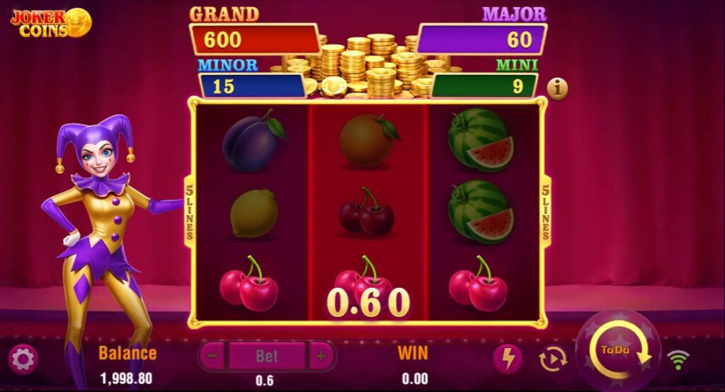 Three Cherry Symbols Winning Combination in Joker Coins