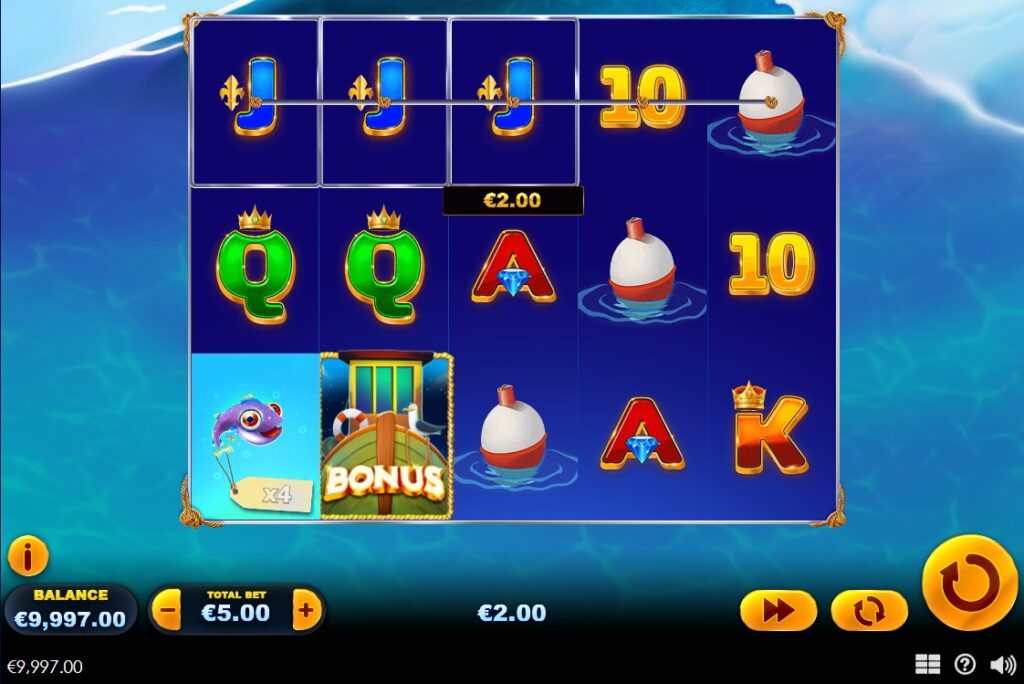 Standard win in Ocean Frenzy: Three Jack symbols forming a winning combination