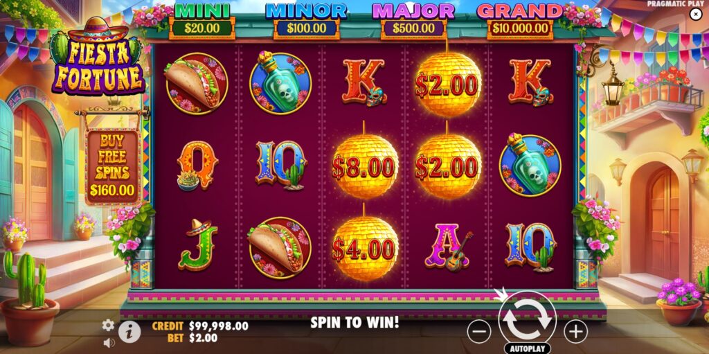 Fiesta Fortune slot base game screen