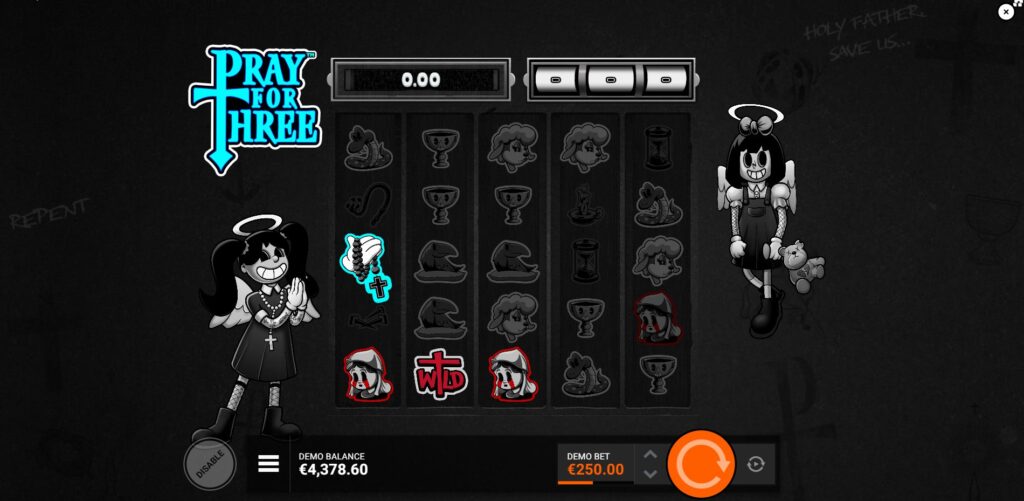 The standard Prayer Hand symbol appearing on the Pray for Three grid during a winning cascade sequence.