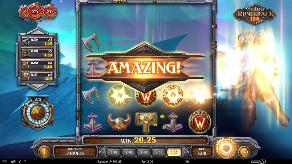 The Ragnarok meter fully charged in the Viking Runecraft 100 slot game, triggering the bonus.