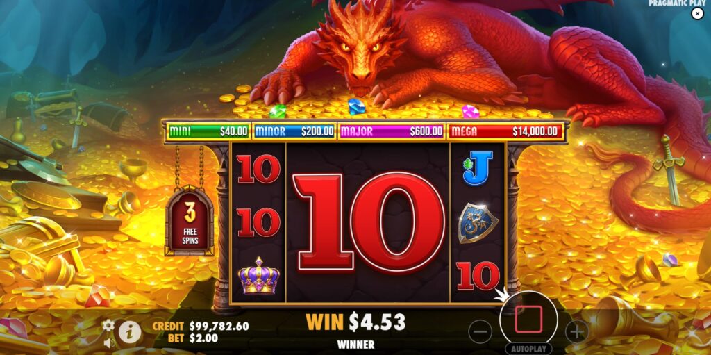 Giant 3x3 symbol active on the middle reels during Sleeping Dragon Free Spins.