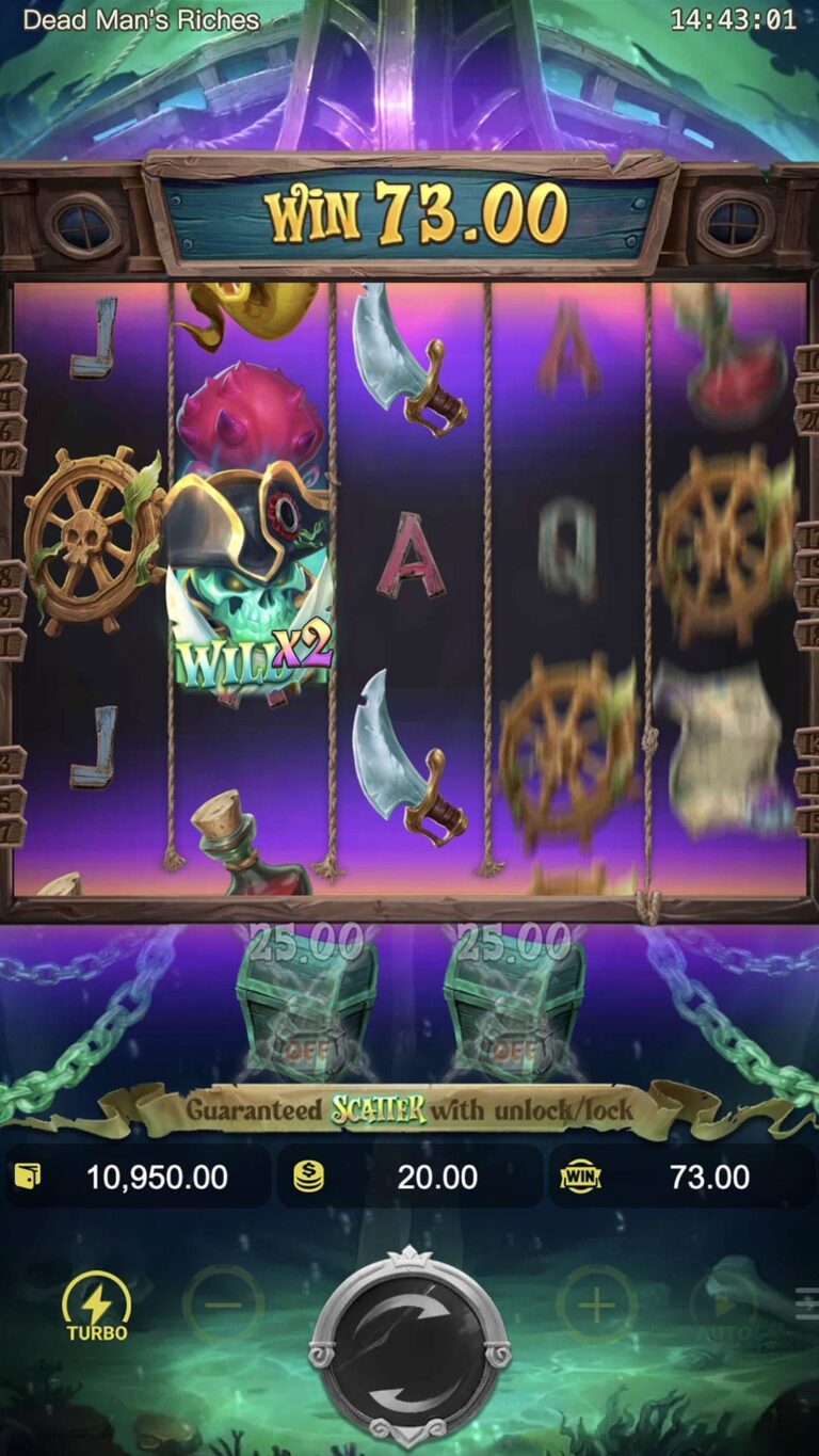The powerful Wild Captain symbol formed in Dead Man's Riches slot, showing combined multipliers.