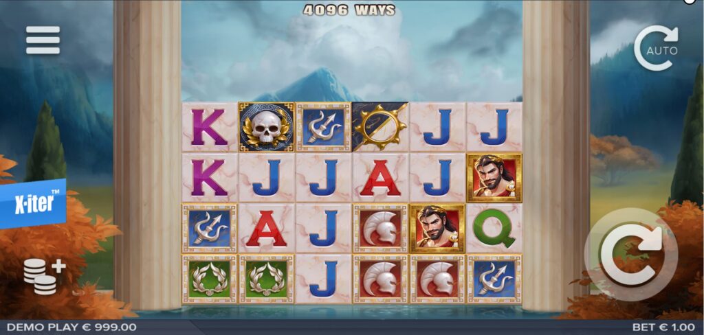 Elysian Gold slot base game grid with 6 reels and 4 rows by ELK Studios