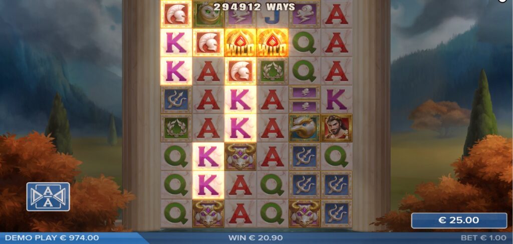 Elysian Gold gameplay showing expanded reels with more rows active