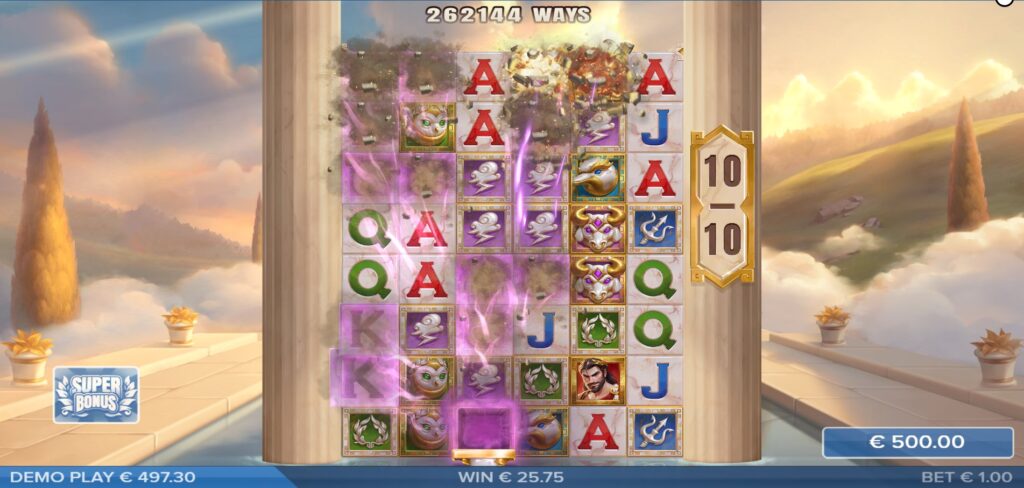 Free Drops bonus round active in Elysian Gold with Safety Level indicator