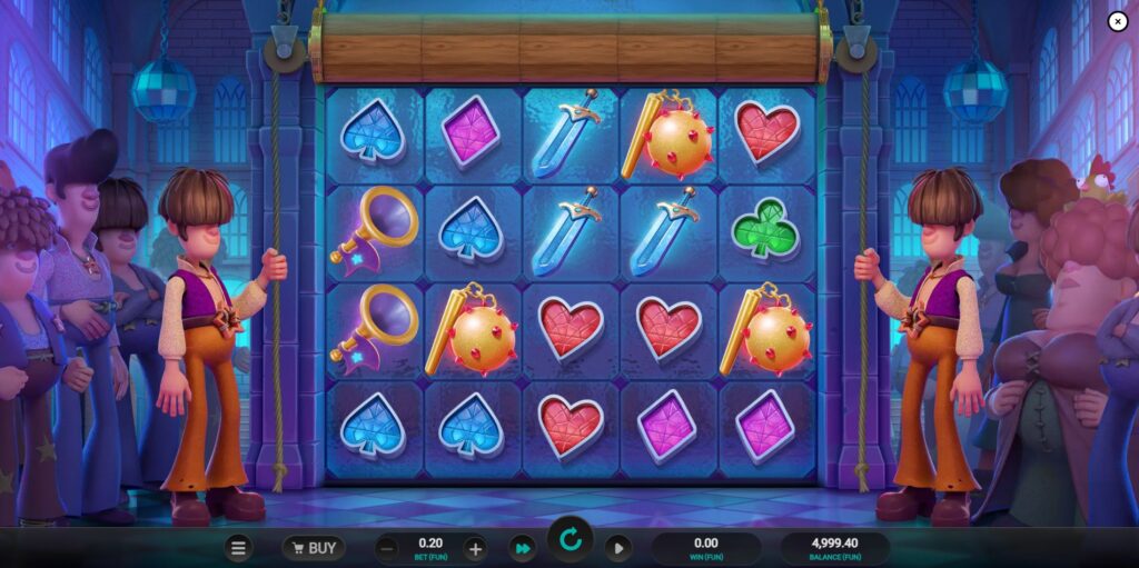 Groovy Knights Dream Drop slot base game with knight wild and disco theme by Relax Gaming.
