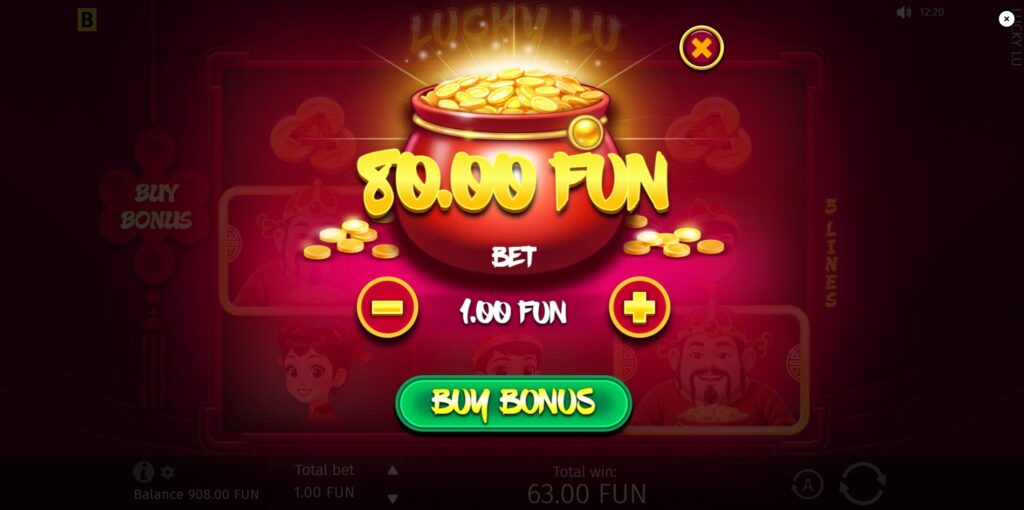 The Buy Bonus button featured on the Lucky Lu slot game interface.