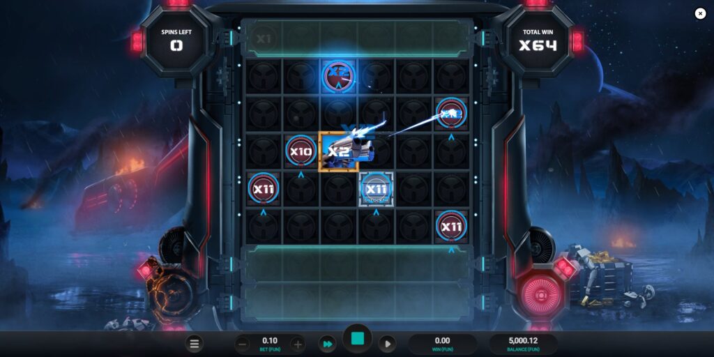 Money Train 4 Money Cart Bonus Round gameplay showing various special symbols and collected multipliers.