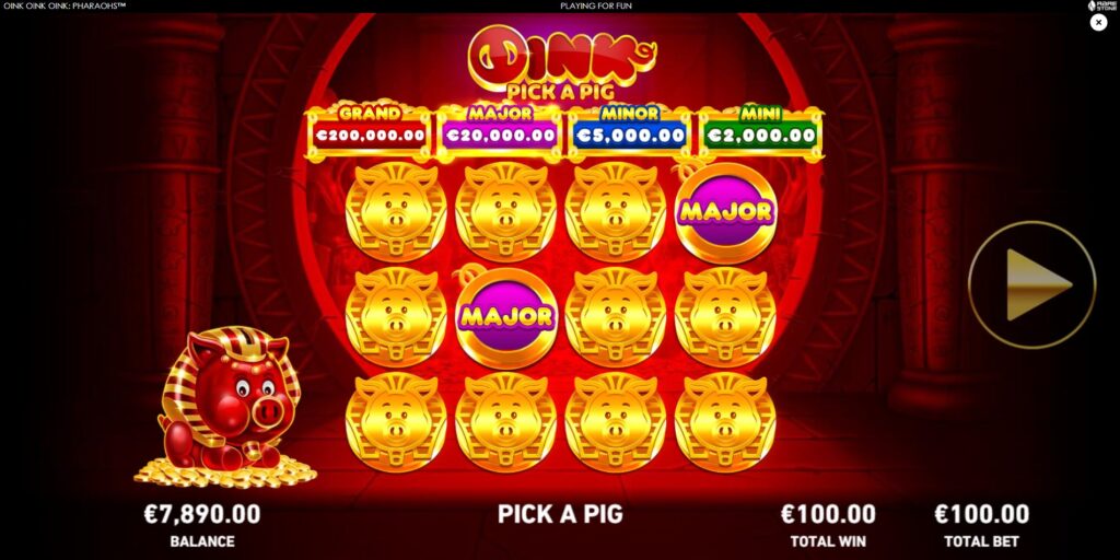 The Red Coin Feature pick-and-click jackpot game in Oink Oink Oink: Pharaohs slot.