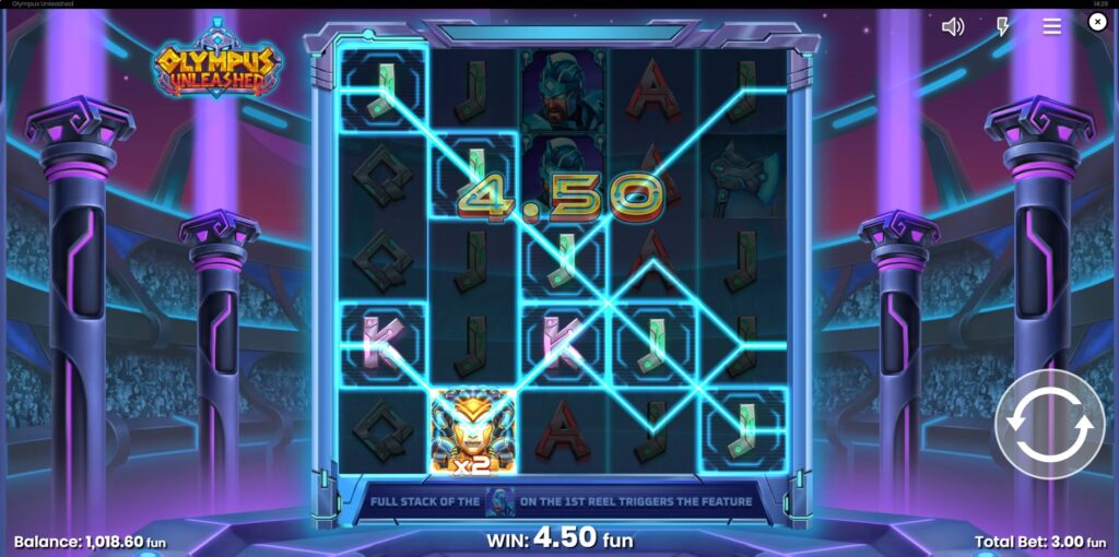 Medusa Wild symbol with multiplier in Olympus Unleashed slot