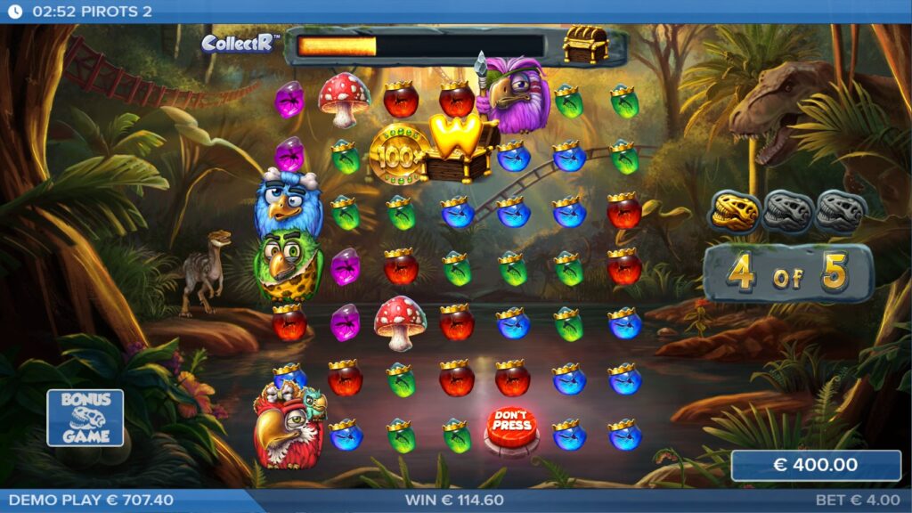 Pirots 2 Free Spins bonus round with persistent features active.