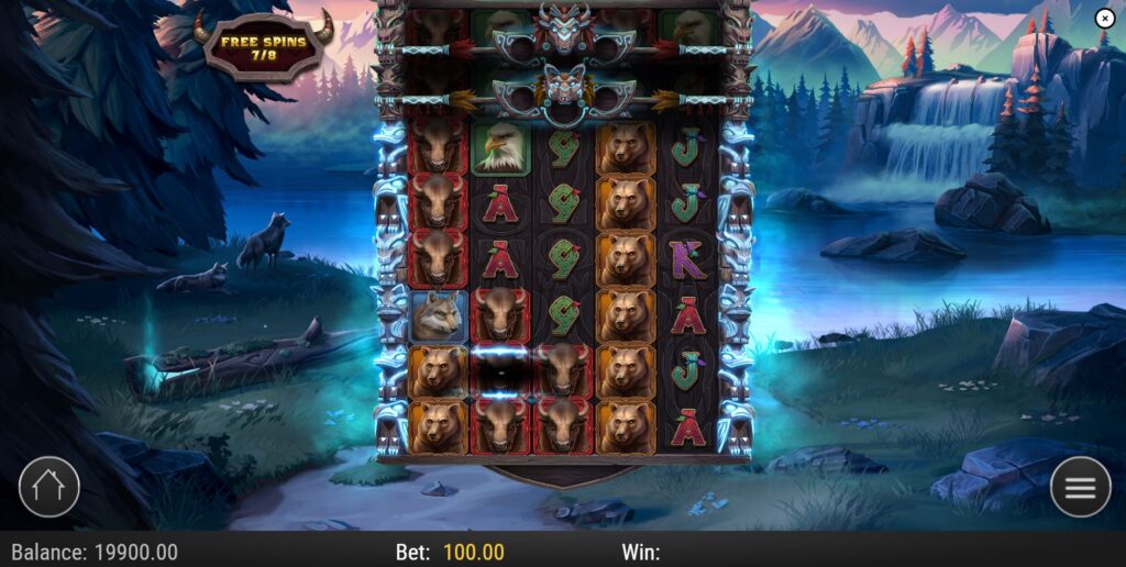 The Free Spins round in Buffalo of Wealth with two extra rows unlocked, increasing the ways to win.