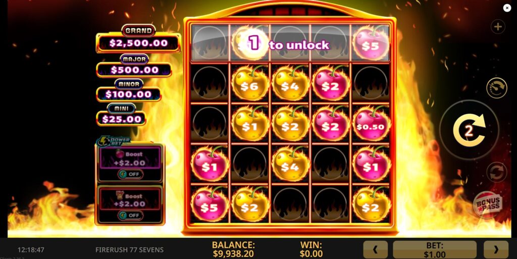 The Scatter Loot Link bonus grid with collected prize symbols and unlocked rows.