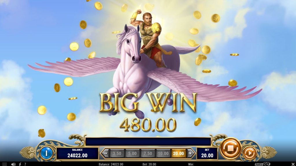 A screenshot showing a "Big Win" notification in the 13th Trial Hercules Abyssways slot after a successful spin.