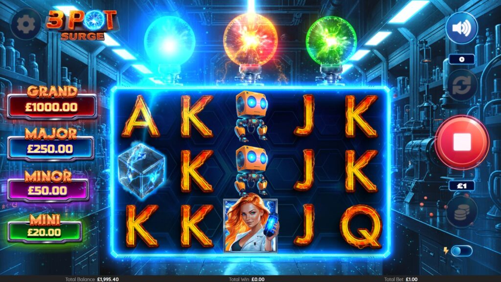 The Energy Cube collection mechanic in the 3 Pot Surge online slot.