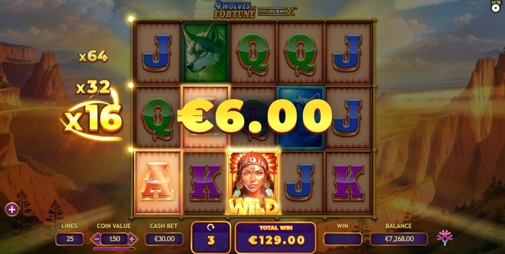 The DoubleMax multiplier feature has increased to x16 after several consecutive Dropdown wins.