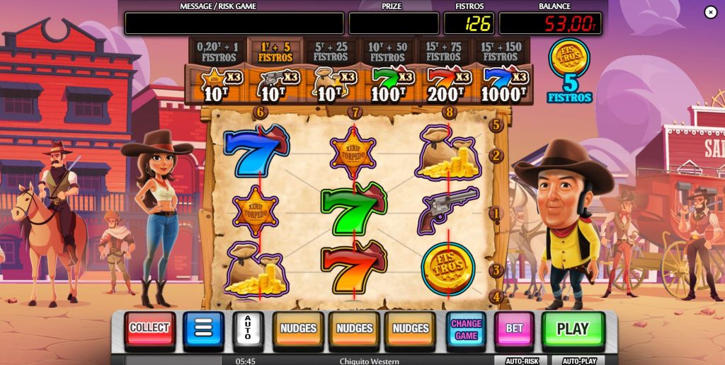 The Upper Game grid with multiple paylines in Chiquito Western.