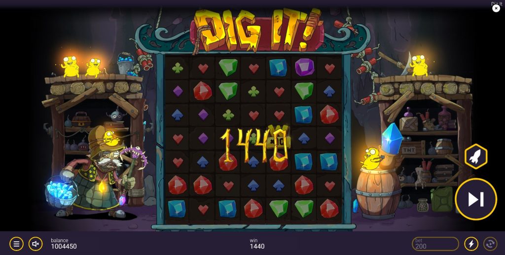 A Wild symbol with a growing multiplier on the grid of the Dig It slot.