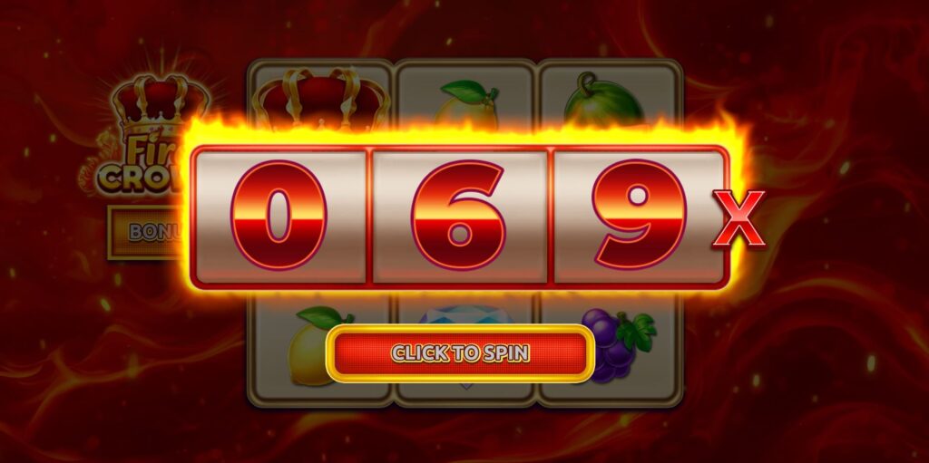 The special multiplier reel in the Fire Crown Bonus Game, spinning to reveal a win multiplier.