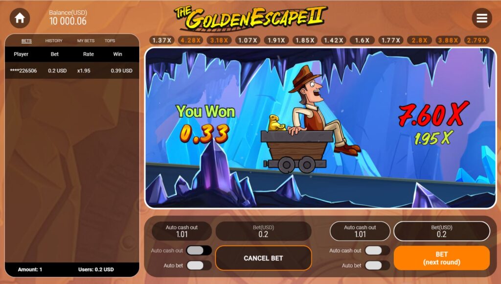 High multiplier moment in The Golden Escape 2 game showing the rising tension.