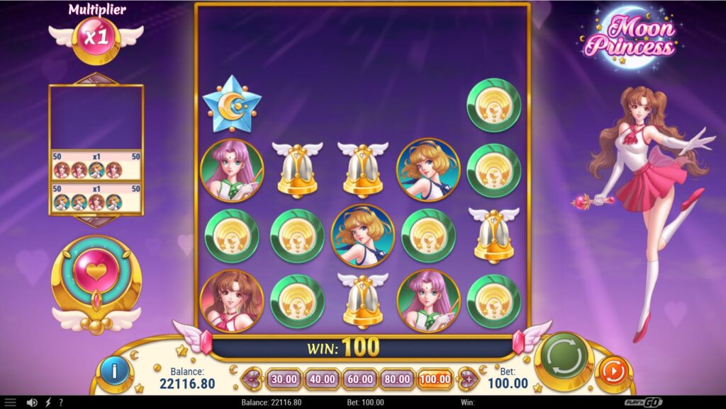 The Princess Trinity meter filling up after a win with princess symbols.